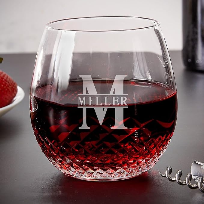 Avignon Custom Crystal Wine Glass Stemless - Personalized Stemless Wine Glass