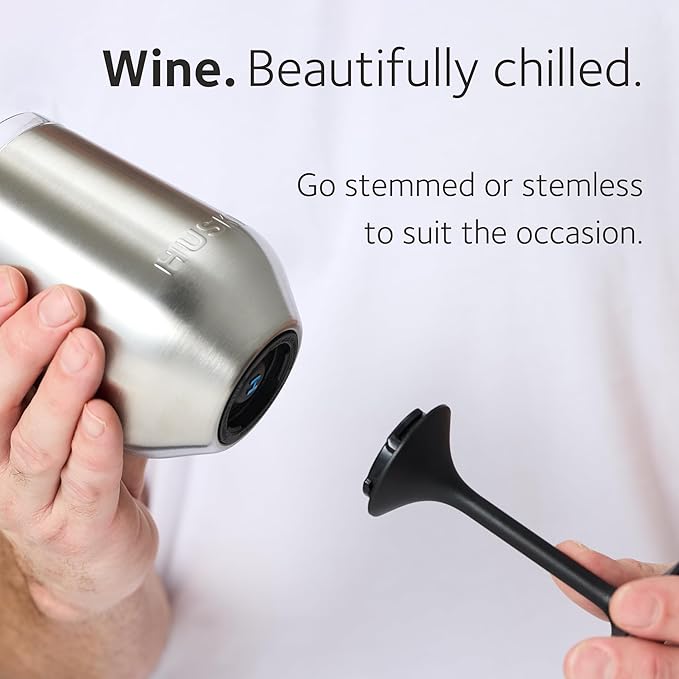 Huski Wine Tumbler 2.0 | NEW | Award-winning Design with Detachable Stem | Premium Stainless Steel Wine Glass with Lid | Triple Insulated Tumbler | 12oz Capacity | Great Gift (Powder Pink)