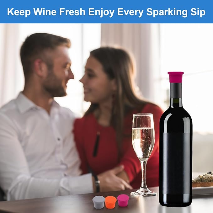 12 Pcs Colorful Wine Stoppers, Reusable Silicone Wine Corks,Champagne Stoppers,Beverages Beer Bottle Caps,Wine Bottle Stoppers for Glass Bottles, Keep Wine Fresh