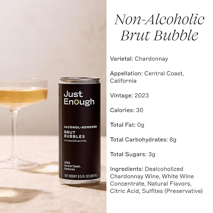 Just Enough Wines The NA Set | Non-Alcoholic Wine Variety Pack, 6 Cans (Brut Bubbles & Pinot Noir) | Central Coast California, Low Calorie, Gluten-Free, Vegan, Sustainably Made