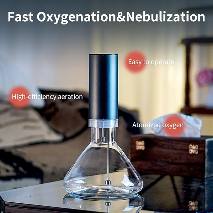 Fogland Electric Wine Decanter 1500ML(50oz), 3/5/10Min Fast Decant, Fine Mist Oxygen Infusion Wine Enhancer, Smart Touch Control, Frosted Aluminum Alloy（Silver）
