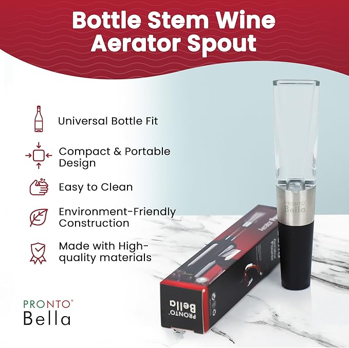 Wine Aerator and Pourer for Enhanced Flavor, Refined Aroma, Smooth Rich Finish, Travel Friendly, Affordable Valentines day Gift for Women/Friend/Wine Lover |Clear, No Drip and Stainless Steel Design