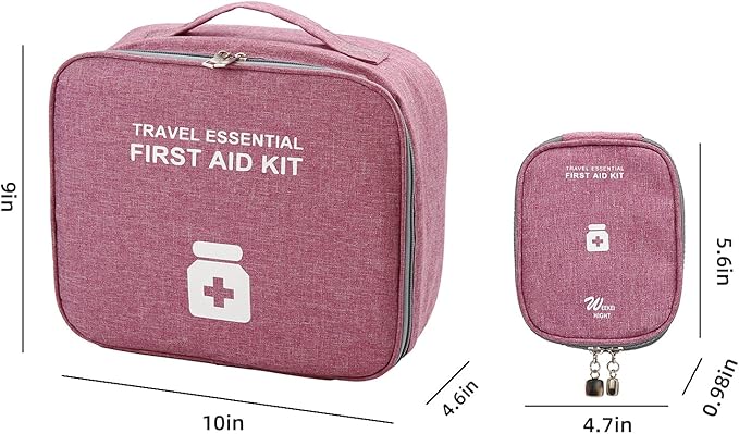 TOPASION First Aid Bags Empty, Travel Medicine Bag, Medical Supplies Organizer Bag, Portable Kit for Traveling, Car, Home, Camping, Office, Hiking, Outdoor (Cationic Purple)