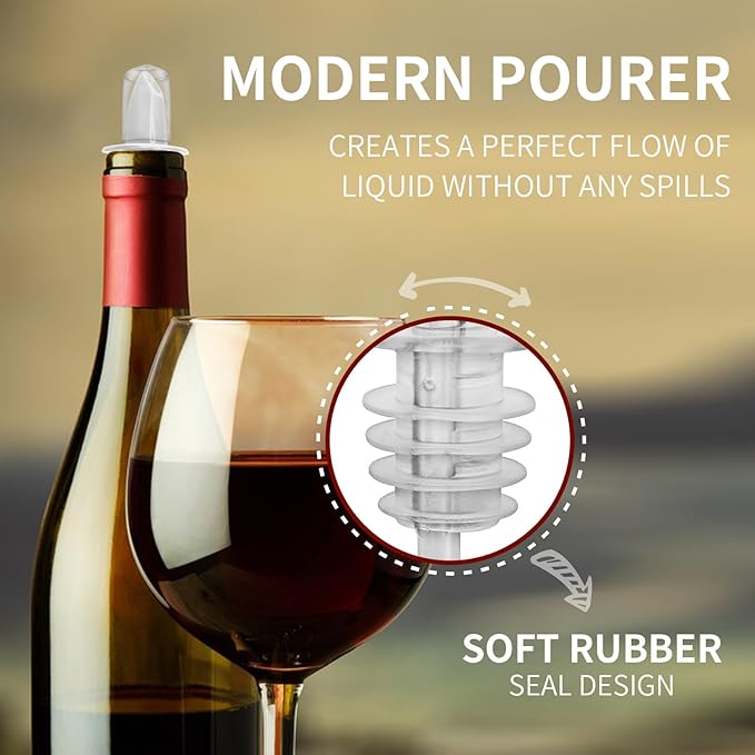 2 PCS Bottle Pourers And 2 PCS rubber pourers dust cap covers Syrup Pourer Pour Spouts Plastic Liquor Bottle Pourers with Rubber Pourers Dust Cap Covers Bottle Pourers (Clear)