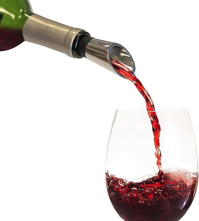 Vinturi V9063 Stainless Steel Wine and Liquor Pourer with Silicone Base, Silver