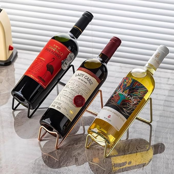 10 Pcs Metal Wine Rack Freestanding -Tabletop/ Countertop Wine Rack Holder - Wine Bottle Storage Rack, Party Wine Holder Stand, Unique Wine Gifts and Accessories for Wine Lovers (Golden)