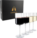 LEMONSODA Wine Glasses - Elegant Crystal Straight Edge Design - Enjoy Red or White Wine + Cocktails - 450ml (15oz) Lead-Free - Beautiful Gift (Set of 24) [2050]