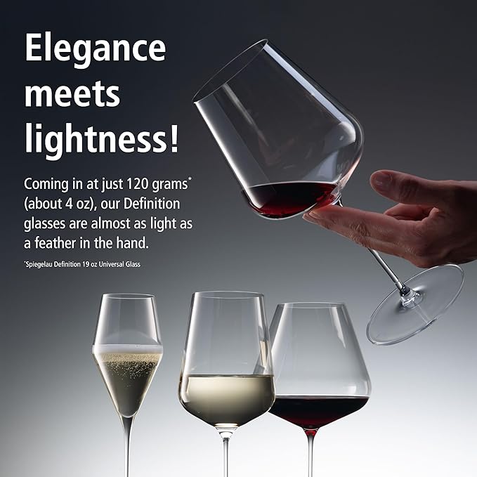 Spiegelau Definition Crystal Universal Wine Glasses for Red and White Wines, Durable Drinking Glasses for Housewarming, Birthday Party, Wedding Gifts, Home Bar, Elegant Glassware, 19 oz, Set of 2