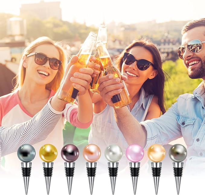 Honeydak 8 Pieces Metal Bottle Stopper Blank Stainless Steel Wine Bottle Stopper Kit Reusable Wine Saver Corks Hardware for Wedding Party Bar Turning