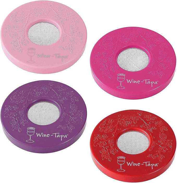 Drinking Glass Covers- Keep Bugs Away from Wine Glasses Outdoors - Use as Cover for Coffee Mugs, Soda Cans, and Drinking Glasses, Set of 4 No Spill Drink Covers (Kissable)
