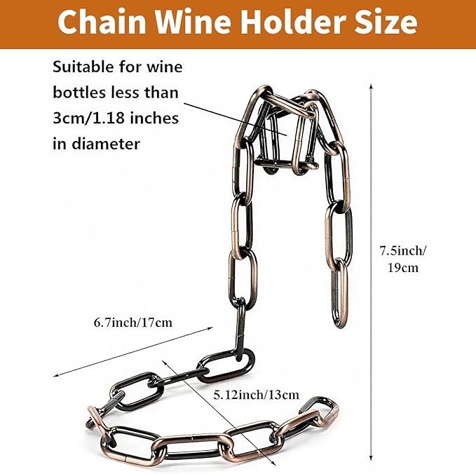 TBWHL Novelty Magic Wine Bottle Holder Floating Steel Link Chain Wine Bottle Rack/Holder - Holds Bottles in The Air, Unique Levitating Wine Bottle Stand for Home Bar, Kitchen, or Party Deco（Brown）