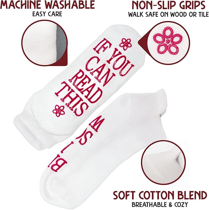 FUNNY WINE GLASSES + WINE SOCKS -16 oz Unbreakable Stemless Wine Glass With Sayings & Fuzzy Girl Socks “If You Can Read This, Bring Me Some Wine"