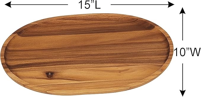 Woodard & Charles Acaica Wood Large Oval Serving Tray, Set of 4, 10" W x 15" L