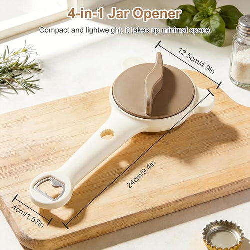 2 Pcs 2026 New 4-in-1 Jar Opener-Adjustable Stainless Steel Lid Remover for Seniors & Arthritis,Non-Slip Grip Fits 1″-3.5″Jars,Bottles & Cans (Brown)