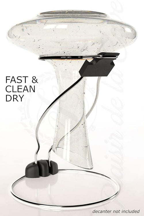 2in1 Wine Decanter Drying Stand – Fast Spotless Carafe Dryer & Compact Folding Rack for Safe Storage - incl. Black Rubber Top (Non Slip & Anti Scratch)