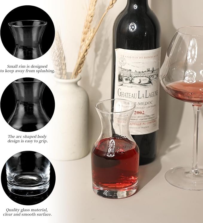 Set of 6 Cornucopia Individual Wine Carafes | Small Single-Serving Personal Mini Size Wine Decanters - 7.7oz