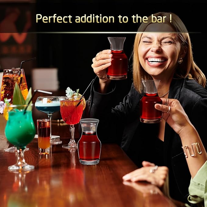 Remagr 30 Pack Single Serving Wine Carafe Glass Small Mini Carafe Individual Wine Refill Decanter for Dinner Parties Tastings Bars Restaurants (6.5 oz)