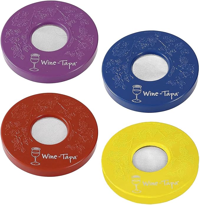 Drinking Glass Covers- Keep Bugs Away from Wine Glasses Outdoors - Use as Cover for Coffee Mugs, Soda Cans, and Drinking Glasses, Set of 4 No Spill Drink Covers (Monaco)