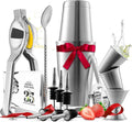 Bar Set Cocktail Shaker Set, Stainless Steel Mixology Bartender Kit, 16 Piece Cocktail Kit, Silver Cocktail Set, Bar Tools: 30oz Martini Shaker, Muddler, Bar Kit Cocktail Book, Jigger and Pourers