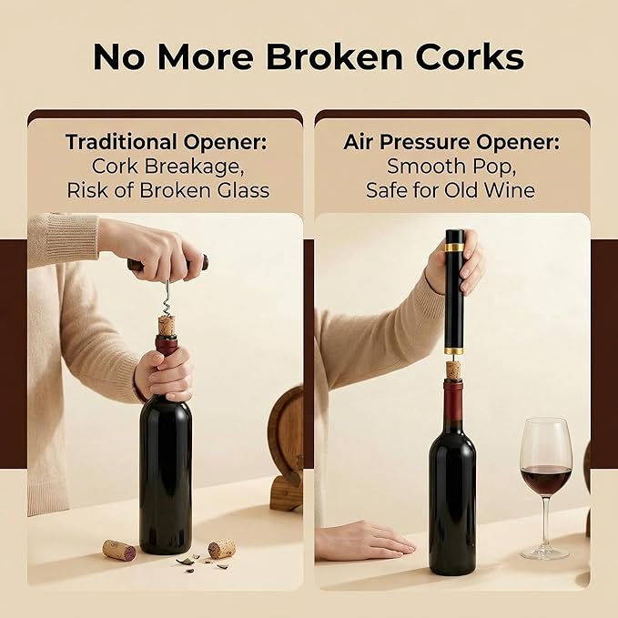 Wine Air Pressure Pump Bottle Opener Set, Efficient Corkscrew Bottle Opener,Easy Screw Out Tool,Great For Wine Lovers,Perfect Wine Gift. (gold)