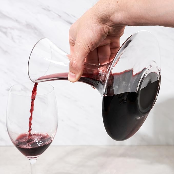 True Petite Wine Decanter, Glass Carafe, Red and White Wine, Wine Aeration, Bar Gadgets, Wine Lover Gifts, Holds 1 Standard Bottle, 28 oz
