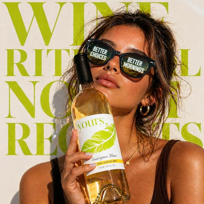 YOURS Non-Alcoholic White Wine – Sauvignon Blanc, Alcohol-Removed 750mL Bottle, Crisp Citrus Lime & Grapefruit Notes, Low Sugar, Low Calorie, Serve Chilled