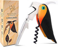 Wine Opener Waiter Corkscrew - Professional Wine Key for Servers & Bartenders with Foil Cutter - Manual Bottle Opener, Double Hinged Bird Shape 3-in-1 (Black)