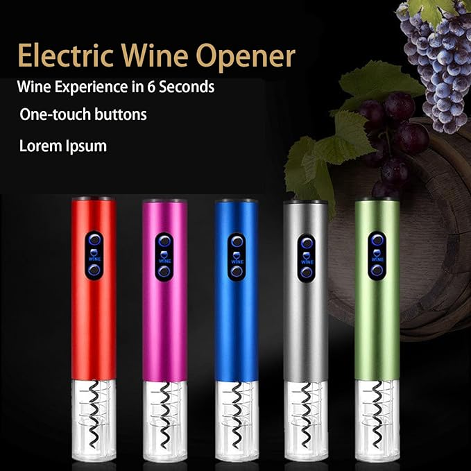 Electric Wine Opener, Battery Operated Wine Bottle Openers One-click Button Reusable Automatic Wine Corkscrew Remover for Wine Lovers Gift Home Kitchen Party Bar Wedding,Blue