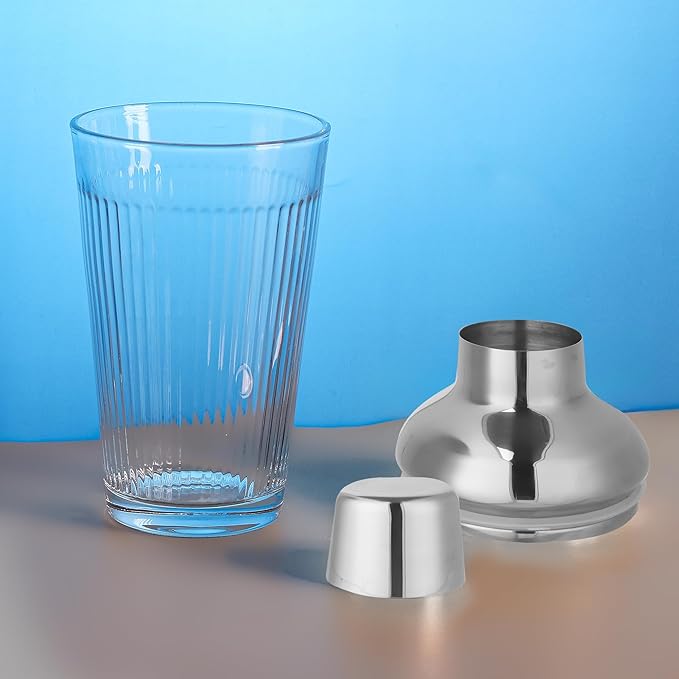 Silver Cocktail Shaker Set - Bartender Shaker Kit with Mixing Tools & Stainless Steel Strainer, Premium Bar Tool Set for Crafting Martinis & Whiskey Cocktails