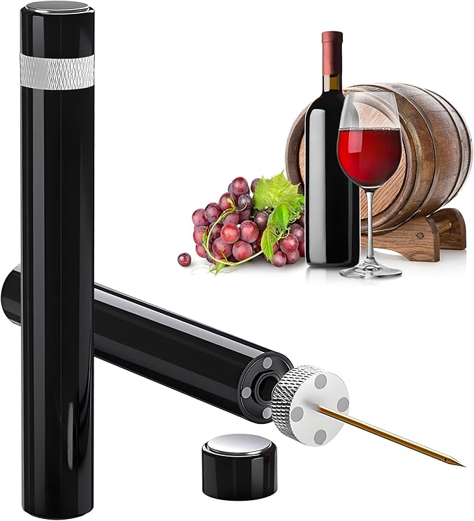Mini Wine Opener | Travel Portable Pocket Air Pressure Pump Wine Bottle Opener | Silver Metal 7S Quick Bottle Opening | For Home, Restaurant, Party, Wine Lovers