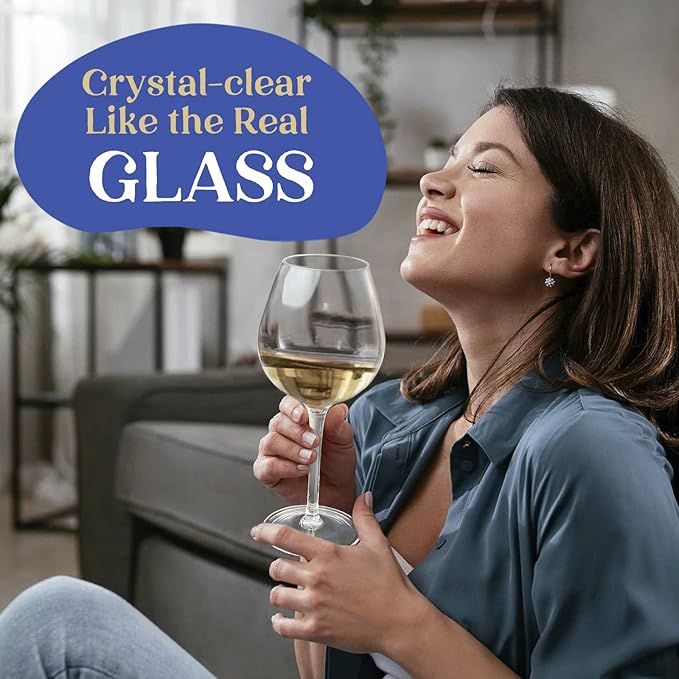 crayline Plastic Wine Glasses Set of 4(15oz) |Unbreakable Wine Glasses with Stem|100% Tritan & BPA Free |Dishwasher Safe| Awesome For Pool, Beach, Travel, Pool, Camping, Beach, Picnic, Everyday Use.