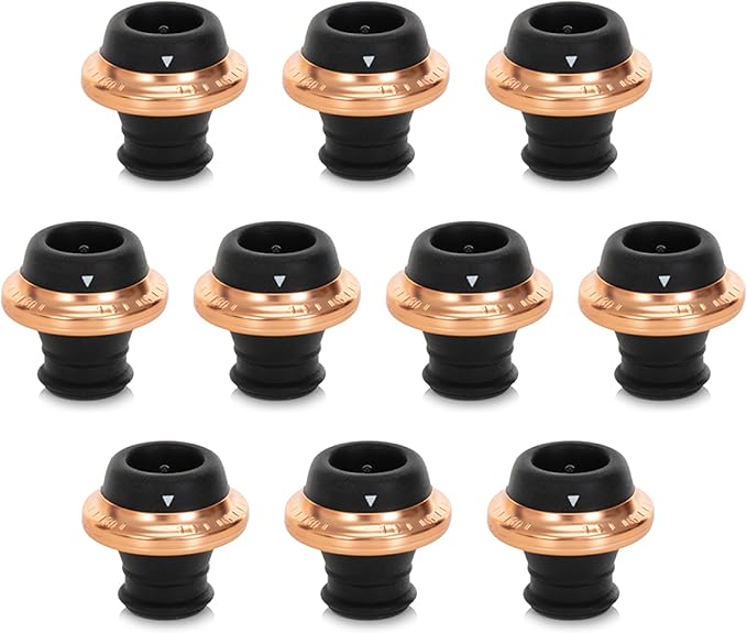 Electric Wine Preserver - Rechargeable Vacuum Saver With Airtight Seal - Automatic Air Remover Pump for 10 Days of Flavor & Freshness - Preservation System (Black & Rose Gold (stoppers only))