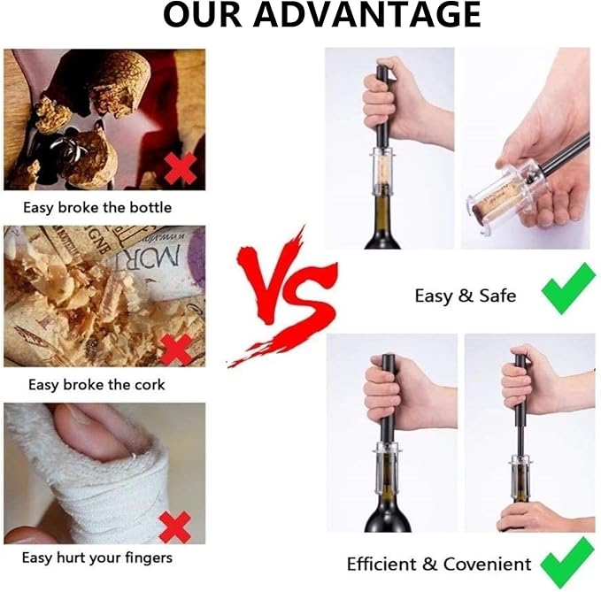 Wine Air Pressure Pump Bottle Opener Set With Two Wine Aerator Pourers,Simple Wine Pump Cork Remover Corkscrew,Efficient Corkscrew Bottle Opener, Perfect Wine Gift For Wine Lovers. (3)