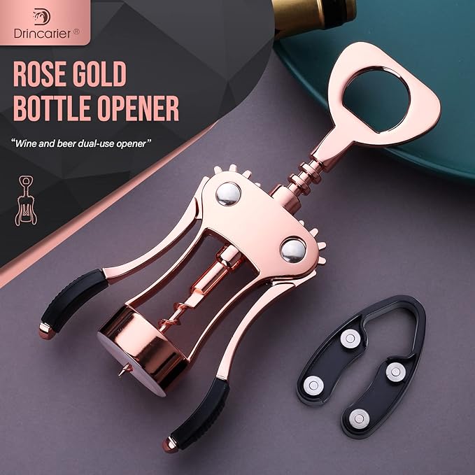 Wine Opener, Zinc Alloy Premium Wing Corkscrew Wine Bottle Opener with Multifunctional Bottles Opener, Upgrade