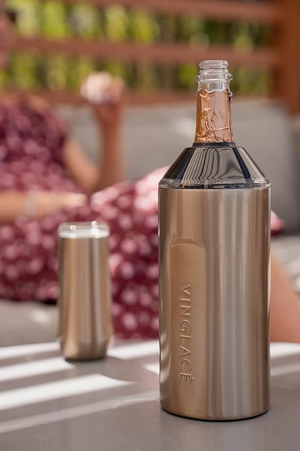 Vinglacé Wine Bottle Chiller- Portable Champagne Insulator- Stainless Steel Wine Cooler Sleeve - Keeps Wine Cold (Copper)