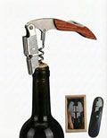 Wine Opener & Corkscrew (2 Pack), Professional Double Hinged Wine Bottle Opener with Foil Cutter & Wood Handle, Waiter's Corkscrew Wine Key for Bartender & Server, Vegan Leather Pouch Gift Set