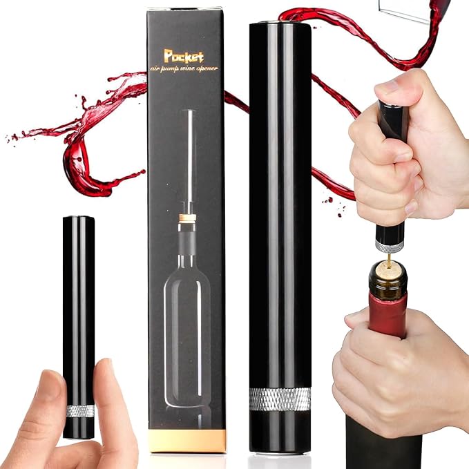 Loritia Aeropop Wine Bottle Opener - NUCOKRS Portable Needle Type Air Pressure Corkscrew Manual 3-7 Pumps to Open for Travel, Parties, Home, Picnic and Restaurant, Perfect for Wine Lovers Silver