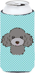 Caroline's Treasures BB1197TBC Checkerboard Blue Silver Gray Poodle Tall Boy Hugger Can Cooler Sleeve Hugger Machine Washable Drink Sleeve Hugger Collapsible Insulator Beverage Insulated Holder