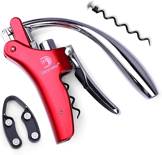 Wine Opener Compact Vertical Corkscrew Wine Bottle Opener with Built-in Foil Cutter