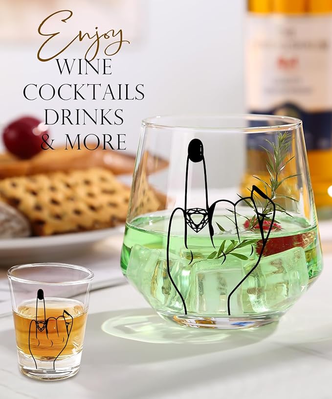 Wedding Gift for Couples - Unique Engagement Gifts for Couples,Unique Bridal Shower Gifts,Bride and Groom Shot Glasses,Wine&Whiskey Glass for Mr and Mrs,Newlywed,His and Hers Gift