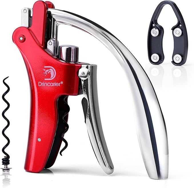 Wine Opener Compact Vertical Corkscrew Wine Bottle Opener with Built-in Foil Cutter