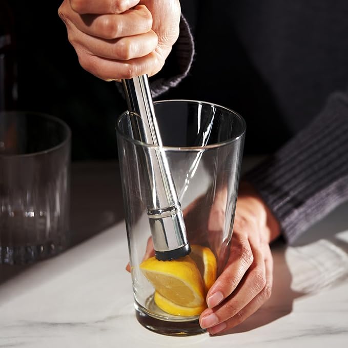 Viski Stainless Steel Muddler, Essential Bar Tools & Accessories, Craft Cocktail Accessories, 7.8″