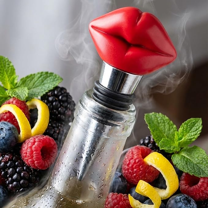 2 Packs Red and Pink Lips Wine Bottle Stopper - Novelty Bar Decor, Reusable Wine Preserver for Any Occasion, Decorative Beverage Sealer for Home Bar and Party