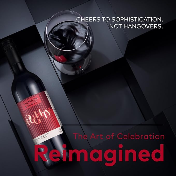 Thomson & Scott Noughty Red, Dealcoholized Rouge Non Alcoholic Red Wine, Dry, Ripe Fruit, Black Pepper, Rose, Cherries, Low Acidity, Organic, Low-Sugar, Syrah Grapes, <0.5% ABV, 750ml Bottle, 1 Pack