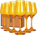 Amber Wine Glasses Set of 6, 14oz Stemmed Glasses, Thick & Colored, Dishwasher Safe Stemware for Red or White, Gift for Party, Holiday, Anniversary, Restaurant, Home Bar, Daily Use