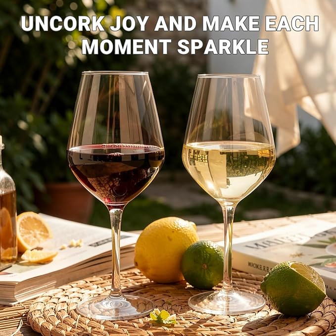 MICHLEY Unbreakable Stemmed Wine Glass 100% Tritan Plastic Dishwasher available Glassware 15 oz, Set of 2