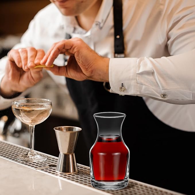 Remagr 6 Pack Single Serving Wine Carafe Glass Small Mini Carafe Individual Wine Refill Decanter for Dinner Parties Tastings Bars Restaurants (7.7 oz)