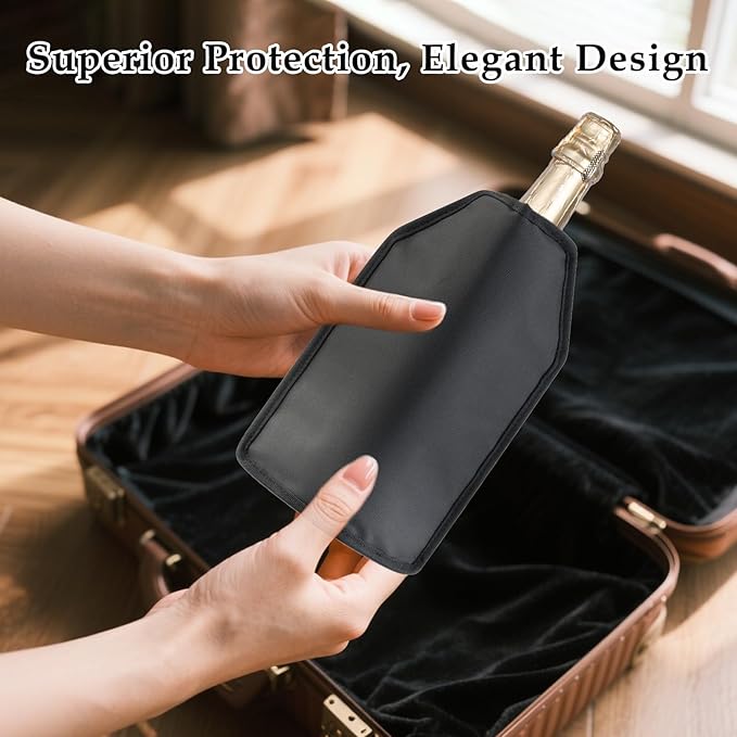 Wine Cooler Sleeve, Wine Bottle Gel Cooler Sleeve Freezer Chiller, Long Lasting Keep Wine Cool and Chill Sleeve for Prosecco Champagne Beer Wine Bottles(1PCS black)