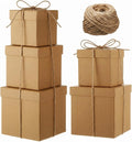 Cholemy 5 Pcs Square Nesting Boxes Decorative Gift Boxes with Lid and Ribbon Assorted Sizes Wrap for Wedding, Carnival, Anniversary, Birthday, Bridal Shower Party Gifts(Brown)