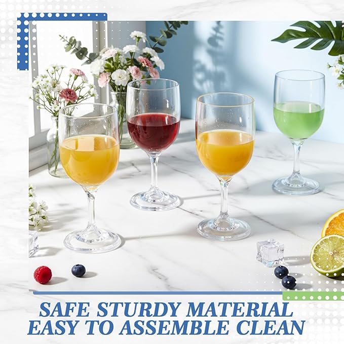 Remerry 4 Pack Unbreakable Wine Glass - Travel Detachable Clear Wine Glass, Plastic, Foldable, Portable, Collapsible, Outdoor, Camping, Picnic